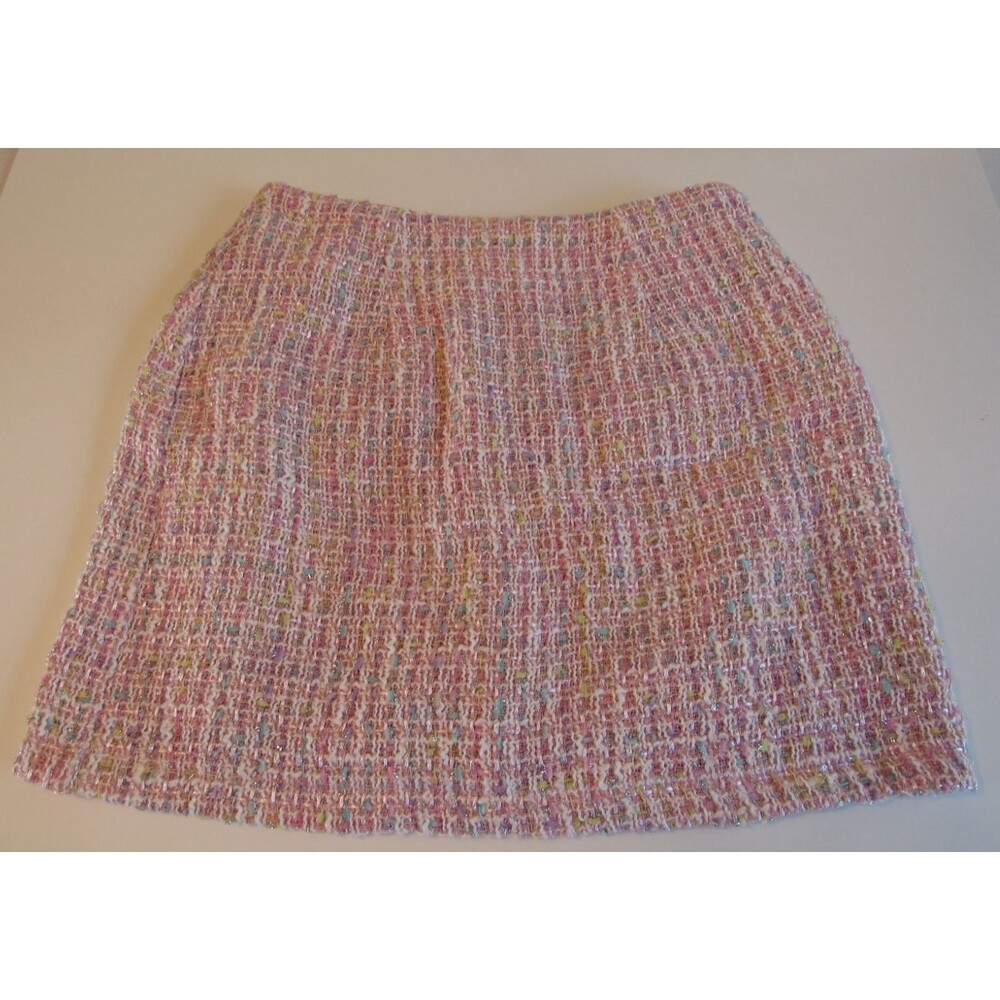 Pink Lily Pastel Tweed Lined Mini Skirt Pink/Blue Pastels Metallic Silver Size S
